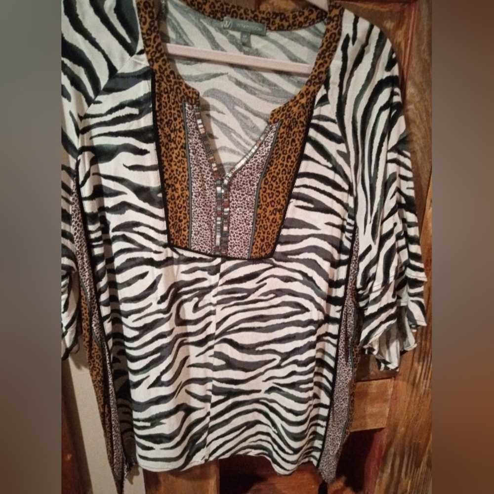 Wit & Wisdom Zebra and Leopard Print Tunic